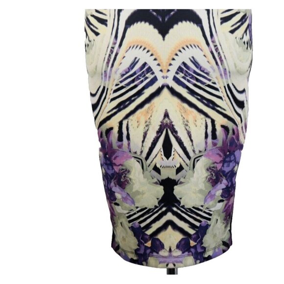 Bebe Women's XXS Black Tube Dress Floral Strapless Cocktail Summer Bodycon Midi - Picture 4 of 13